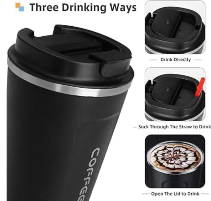 Coffee Mug | Vacuum Insulated with Temperature Display | Vacuum Insulated Hot & Cold Double Wall Thermosteel Travel Mug (Black)